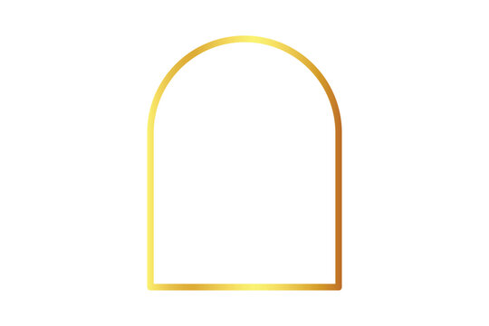 Gold arched frame vector icon, luxury metallic arch border graphic element, minimalist golden archway for wedding card invitation design, AI/EPS10/PNG