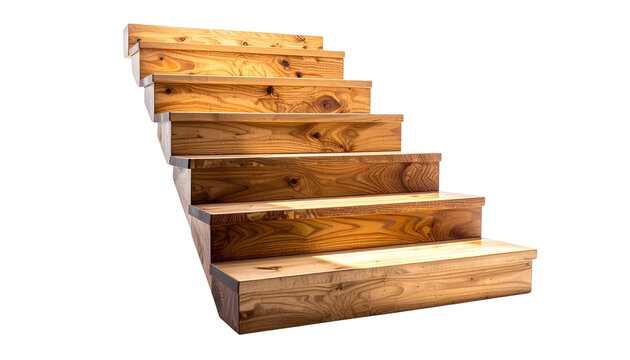 wooden stairs isolated on transparent background