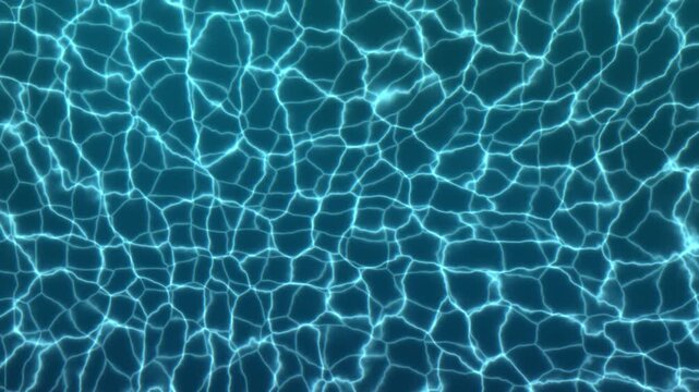 Underwater caustics light pattern on swimming pool bottom, seamless loop turquoise water background