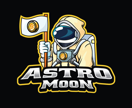 Bitcoin Astro Moon Mascot Logo Illustration