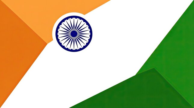 Abstract indian republic day tricolor background featuring the ashoka chakra symbol for national patriotic celebrations and festive events