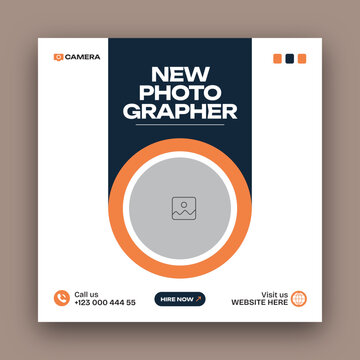 Photography social media post web banner design template