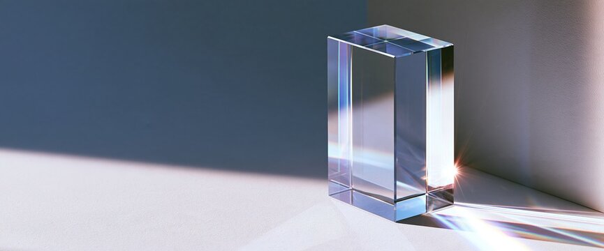 Prismatic Glass Block Casting Rainbow Light