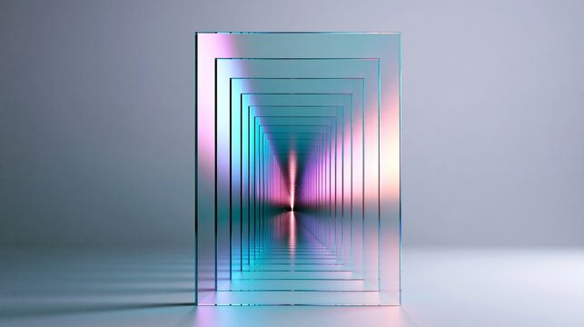 Abstract Neon Tunnel Through Geometric Frames