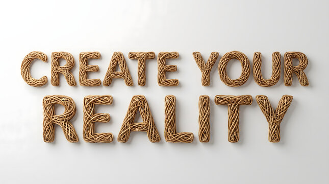 Intricate Woven Rattan and Bamboo Typography Quote