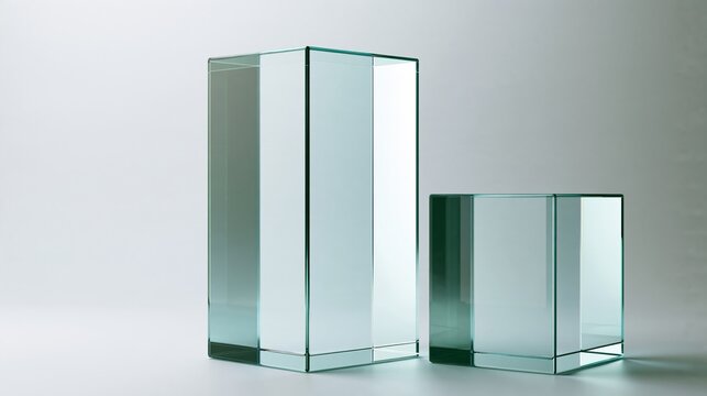 Minimalist Glass Cubes On Neutral Surface