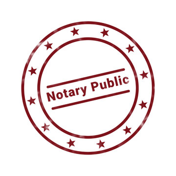 Red rubber stamp with Notary Public text for official documents