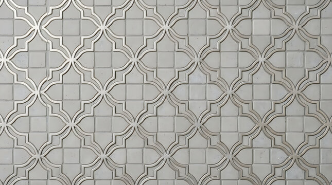 Elegant metallic silver luxury geometric pattern with embossed floral shapes