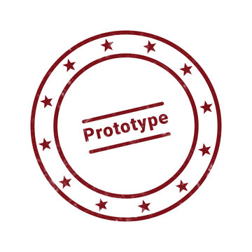 Red rubber stamp with protostype text logo design