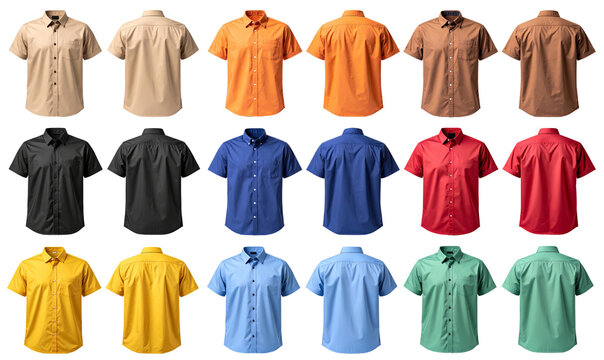 Collection of blank short-sleeve button-down shirts