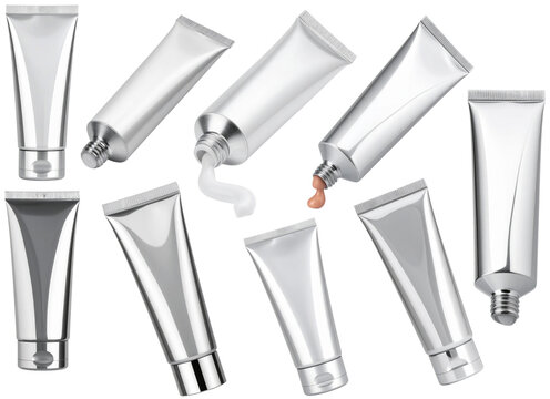 Silver aluminum cosmetic tubes packaging for cream and lotion