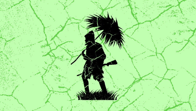 Robinson Crusoe symbol, color vector illustration