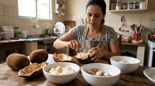 Artisan woman making delicious fruit treats