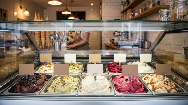 Colorful assortment of gourmet ice cream treats
