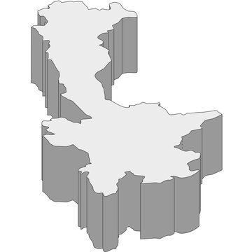 3D map dimension - continent Asia Laos