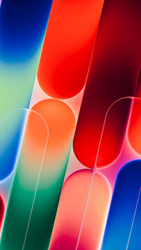 Colorful abstract digital illustration with glowing geometric shapes