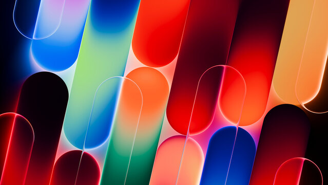 Abstract colorful digital art with glowing rounded shapes
