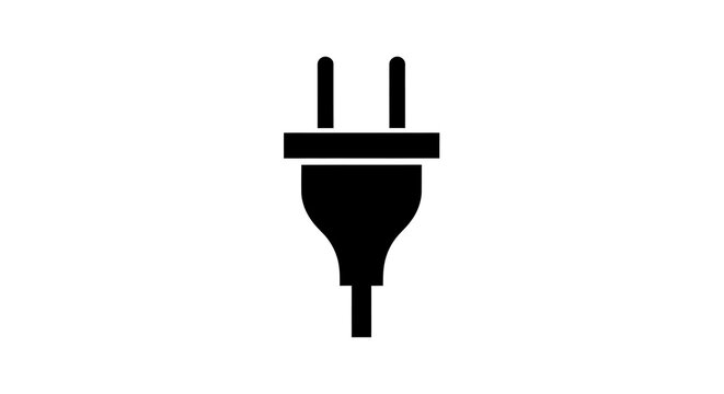 Black electrical plug icon isolated on transparent background for energy power web use