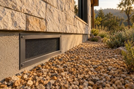 Ember Resistant Foundation Vent and Gravel Firebreak Detail