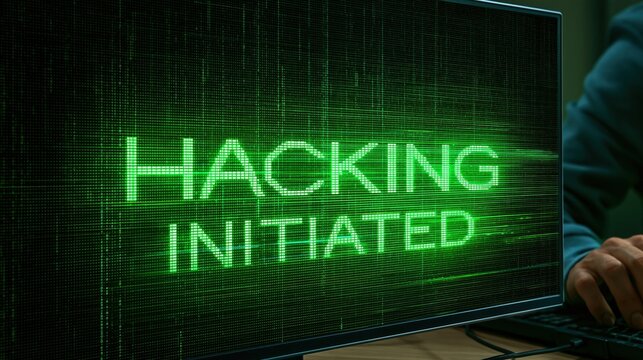 Hacking initiated on computer screen