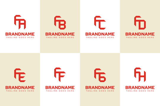 Letters FA FB FC FD FE FF FG FH Logo Monogram Set