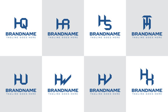 Letters HQ HR HS HT HU HV HW HX Logo Monogram Set