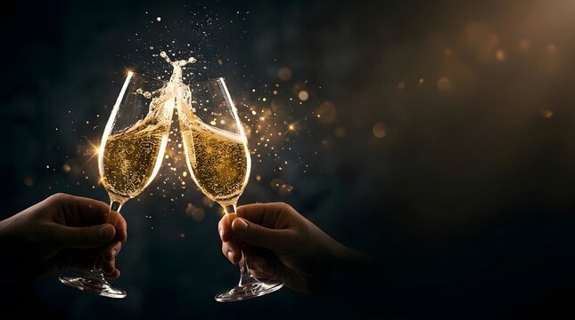 Celebrating the arrival of 2027 with sparkling champagne joyous cheers and hopeful anticipation for a bright and prosperous new year filled with love