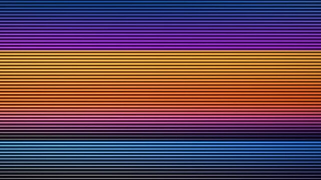 Vibrant Horizon Stripes: A gradient of horizontal stripes in rich blues, purples, oranges, and pinks creates a mesmerizing abstract background.