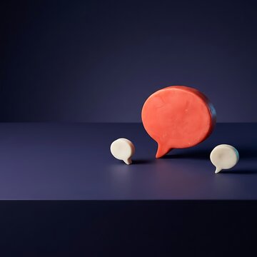 One large orange speech bubble icon standing between two small white chat symbols