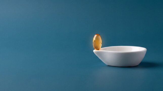 Minimalist medical capsule and bowl shaped as Diwali diya copy space