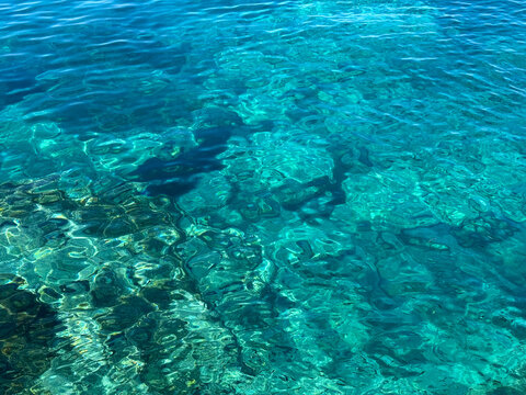 Mediterranean sea crystal clear water blue turquoise watercolor 