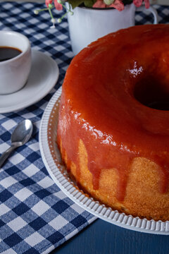 Brazilian bolo de goiabada guava cake with coffee