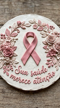 Pink ribbon decoration for breast cancer awareness