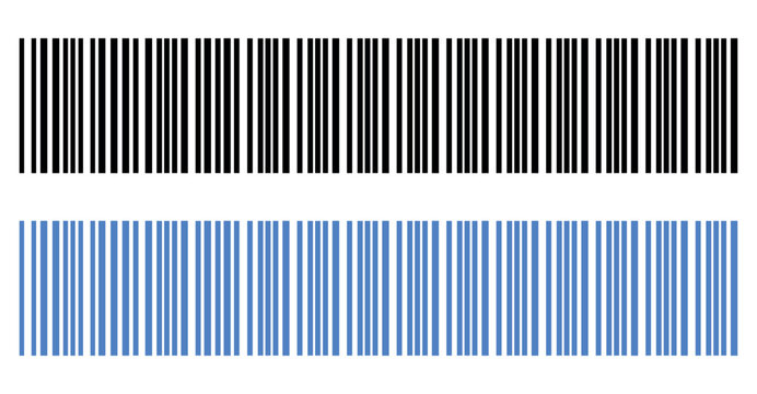 Two rows of abstract barcodes, one black and one blue, representing data and identification.