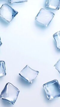 Elegant top-down view of a frozen water surface showcasing intricate icy textures and sparkling blue hues, perfect for creative designs