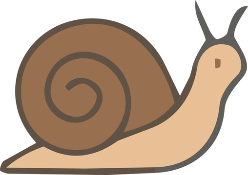 Brown Snail Illustration: A simple cartoon illustration of a brown snail with a swirled shell and antennae, showcasing its iconic shape.