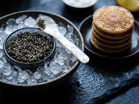 Caviar Service With Spoon For Fine Dining