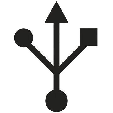 USB connection icon with shapes representing different connectors  