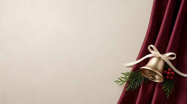 Festive holiday season a beautiful christmas ribbon and bell arrangement for backgrounds and decorations