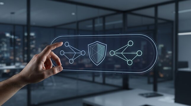 Advanced cybersecurity solutions a futuristic holographic interface for threat detection and data protection