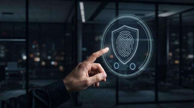 Advanced cybersecurity measures a futuristic holographic interface for data protection and threat mitigation