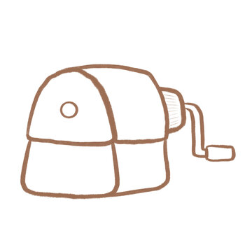 Hand drawn cute pencil sharpener crank tool pencil sketch outline line art