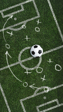 green grass texture with a soccer ball - well groomed turf in the stadium