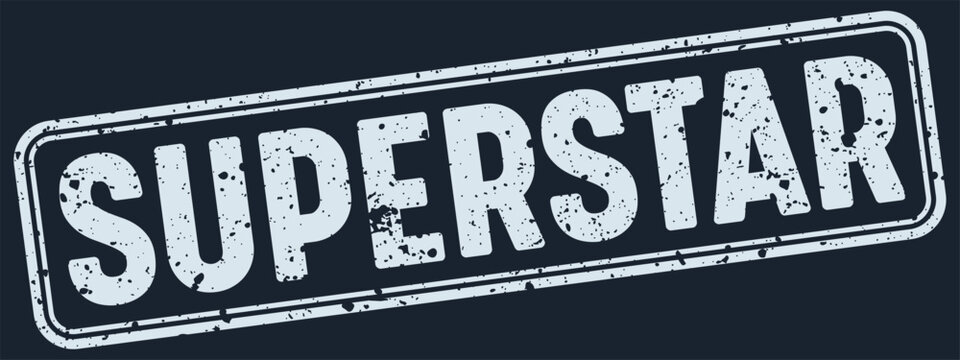 superstar white grunge stamp on dark blue background. superstar stamp