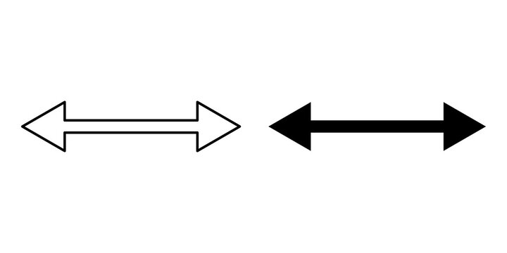 Two double sided arrows showing opposite directions in solid black and outlined vector style