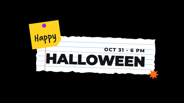 Spoky Hallowen Titles / Ruled Paper and Yellow Sticky Note for Halloween Greetings and Party Announcements / Horizontal / Part 08