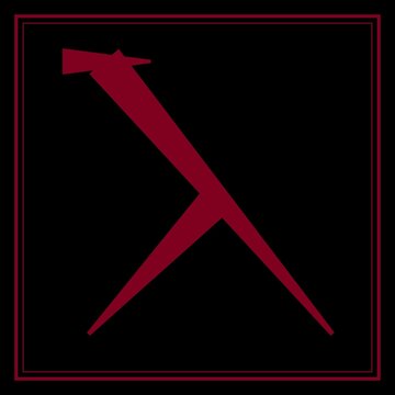 Angular Greek letter lambda symbol in dark red on black background