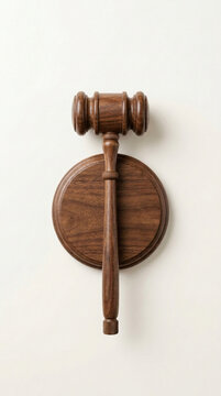 Justice Gavel and Sounding Block on White Background Symbol of Law and Order