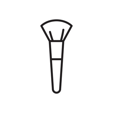 Minimalist bold line icon of a cosmetic makeup brush isolated on white background.