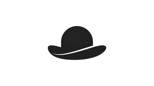 Simple black derby hat icon illustration